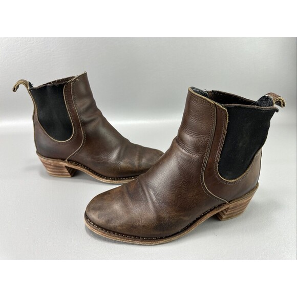 Red Wing Harriet Boots Sz 8B Brown Grunge Distressed Chelsea Leather‎ Ankle 3392 - Picture 1 of 11